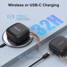 img 3 attached to Беспроводные наушники Bluetooth 5.0 с 4 микрофонами и шумоподавлением ENC, обновленные в 2021 году - звук высокого качества, стерео наушники для спорта, влагозащита IPX7, 32 часа воспроизведения - беспроводная зарядка для iPhone и Android (черные)