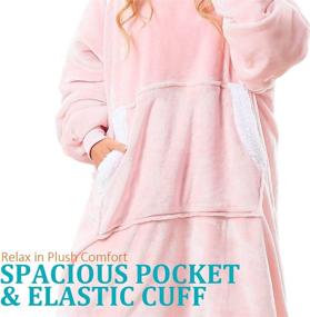 img 2 attached to Reepow Oversized Hoodie Sweatshirt Blanket - Pink Sherpa Sweater for Adults: 🎁 Giant Hood, Large Pocket, Elastic Cuff, Reversible - Super Cozy and Warm Gift