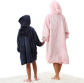 img 3 attached to Reepow Oversized Hoodie Sweatshirt Blanket - Pink Sherpa Sweater for Adults: 🎁 Giant Hood, Large Pocket, Elastic Cuff, Reversible - Super Cozy and Warm Gift