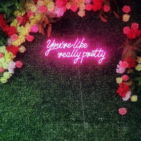 img 3 attached to 🌸 28-inch Large LED Neon Wall Decor Sign - You're Like Really Pretty Pink Neon Lights for Bedroom, Bachelorette, Birthday, Wedding, Engagement, Party, Bar, Club Decoration