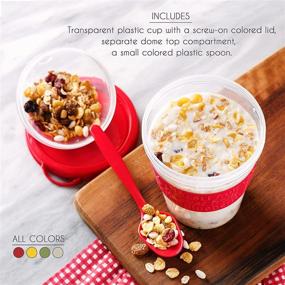 img 2 attached to 🥣 CRYSTALIA Breakfast On the Go Cups: Convenient Yogurt Cup with Cereal/Oatmeal Topping Container, Colorful Set of 4