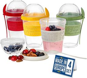 img 4 attached to 🥣 CRYSTALIA Breakfast On the Go Cups: Convenient Yogurt Cup with Cereal/Oatmeal Topping Container, Colorful Set of 4