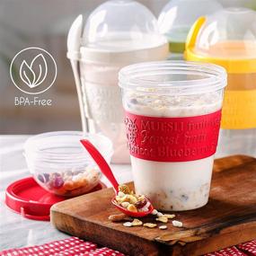 img 3 attached to 🥣 CRYSTALIA Breakfast On the Go Cups: Convenient Yogurt Cup with Cereal/Oatmeal Topping Container, Colorful Set of 4