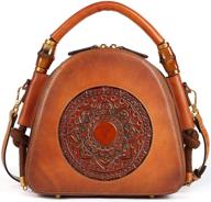 👜 retro genuine leather pocketbooks for women: stylish top handle satchel totem handbag logo