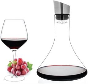 img 3 attached to Luxbe 54-ounce Wine Decanter: Hand Blown Crystal Glass Carafe with Aerator Pourer Lid for Red Wine - 2-in-1 Design