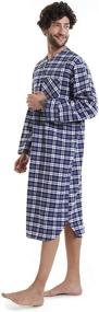 img 2 attached to 👨 SIORO Men's Flannel Nightshirt - Comfortable Cotton Nightwear for Enhanced Sleep