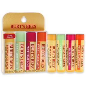 img 2 attached to Burt's Bees 100% Natural Moisturizing Lip Balm Pack - Beeswax, Cucumber Mint, Watermelon, & Sweet Mandarin (4 Tubes)