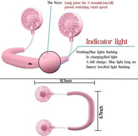 img 1 attached to 🎧 LYWHL Wearable Neck Fan, Portable USB Mini Fan Headphone Design, Hands-Free Personal Fan with Dual Wind Head for Travel, Outdoors, Office, Room (Pink)