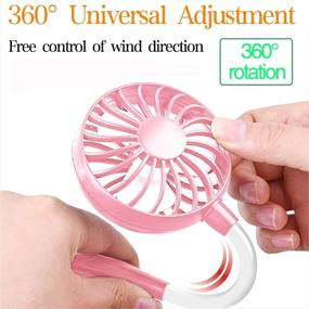 img 3 attached to 🎧 LYWHL Wearable Neck Fan, Portable USB Mini Fan Headphone Design, Hands-Free Personal Fan with Dual Wind Head for Travel, Outdoors, Office, Room (Pink)