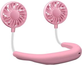 img 4 attached to 🎧 LYWHL Wearable Neck Fan, Portable USB Mini Fan Headphone Design, Hands-Free Personal Fan with Dual Wind Head for Travel, Outdoors, Office, Room (Pink)