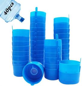 img 4 attached to 💦 Water Jug Cap Set: 40 Pcs Anti Splash, Non Spill 3&5 Gallon Bottle Caps + Handle - Leak Free, Reusable 55mm Screw Top Caps