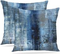 🎨 set of 2 britimes throw pillow covers, 18 x 18 inches - modern abstract oil painting pillowcases for bedroom, living room, cushion couch sofa - blue home art decor logo