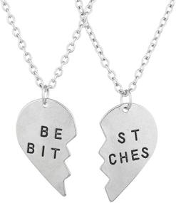 img 4 attached to ❤️ Lux Accessories BFF Forever Heart Pendant Charm Necklaces for Best Friends - Valentine's Day Gift (2pc)