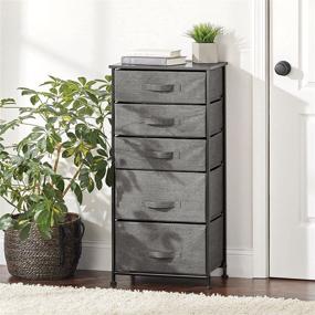 img 2 attached to 🗄️ mDesign Storage Dresser Furniture Unit - Versatile and Stylish Tall Organizer for Bedroom, Office, Living Room, Closet - 5 Drawer Removable Fabric Bins - Charcoal Gray