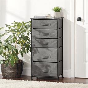 img 3 attached to 🗄️ mDesign Storage Dresser Furniture Unit - Versatile and Stylish Tall Organizer for Bedroom, Office, Living Room, Closet - 5 Drawer Removable Fabric Bins - Charcoal Gray