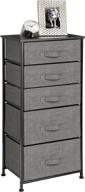 🗄️ mdesign storage dresser furniture unit - versatile and stylish tall organizer for bedroom, office, living room, closet - 5 drawer removable fabric bins - charcoal gray logo