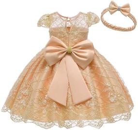 img 3 attached to 👗 COMISARA Toddler Baby Girl Birthday Wedding Party Dresses Tutu Gown Dress with Headband - Ages 0-24 Months