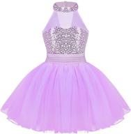 👗 tiaobug kid girls sleeveless dance dress: sparkling sequins, mock neck ballet leotard tutu princess contemporary modern dance costume логотип