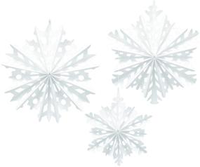img 1 attached to 🎄 amscan Snowflake Hanging Paper Fans - 3-Piece Christmas Decoration Set