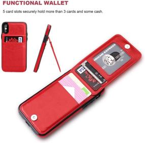 img 1 attached to 📱 KIHUWEY Red Leather iPhone X Wallet Case – Magnetic Clasp, Kickstand, Credit Card Holder – Heavy Duty Protective Cover for iPhone Xs/X 5.8 Inch