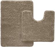 gorilla grip soft chenille 2 piece area rug set - u-shape contoured toilet base mat &amp; 30x20 mat - absorbent washable mats - quick-drying microfiber bath rugs for tub, bathroom, beige логотип