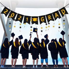 img 1 attached to 🎓 2021 Годовщина заключения договора о студенческом дипломе (предварительно собрана) с черно-золотой и серебряной гирляндой звезд - Декорации для вечеринки выпускников 2021 года для выпускников старших классов и колледжа - Подарки и принадлежности включены