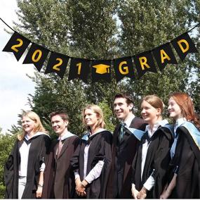 img 2 attached to 🎓 2021 Годовщина заключения договора о студенческом дипломе (предварительно собрана) с черно-золотой и серебряной гирляндой звезд - Декорации для вечеринки выпускников 2021 года для выпускников старших классов и колледжа - Подарки и принадлежности включены