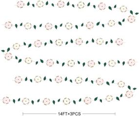 img 3 attached to 🌸 Exquisite 42Ft Paper Flower Garland: White Pink with Green Leaf Rose Gold Foil Streamer - Perfect for Bachelorette, Engagement, Wedding, Birthday, Bridal Shower, Anniversary, Spring Summer Tea Party Decorations