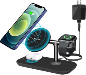 img 4 attached to 🔌 Magnetic Wireless Charger Station: Fast 3-in-1 Charging for iPhone 13, 12, Pro, Pro Max, Mini - Magsafe Charger Stand with 18W QC3.0 Adapter for iWatch and AirPods