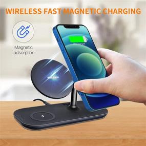 img 3 attached to 🔌 Magnetic Wireless Charger Station: Fast 3-in-1 Charging for iPhone 13, 12, Pro, Pro Max, Mini - Magsafe Charger Stand with 18W QC3.0 Adapter for iWatch and AirPods