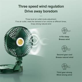 img 2 attached to 🌀 Green Table Fan with Wall-Mounted Folding and Multifunctional Features - Charging, Night Light, Personal Cooling, Silent Operation, 5200mAh Battery, Detachable Battery, 360° Hook