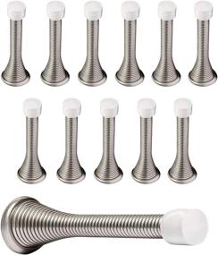 img 4 attached to 🚪 KISEER 12 Pack Spring Door Stops: Flexible Heavy Duty Stopper with RustProof Screw & Rubber Bumper Tips in Satin Nickel Finish