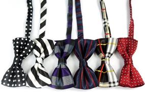 img 3 attached to LilMents Set of 12 Adjustable Pre-Tied Bow Neckties for Boys - Mixed Designs
