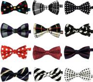 lilments set of 12 adjustable pre-tied bow neckties for boys - mixed designs logo