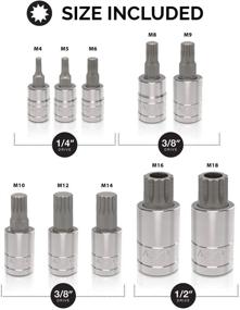 img 2 attached to 🔧 Набор гнезд XZN Triple Square Spline NEIKO 10056A - 10 предметов с хвостовиком 1/4 дюйма, 3/8 дюйма и 1/2 дюйма - гнезда Cr-V и биты из стали S2
