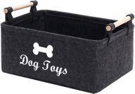 🐶 xbopetda fiber soft felt dog toy bin storage organizer with wooden handle - pet supplies storage basket, kids toy chest storage-dark grey logo