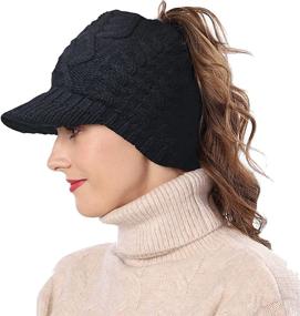 img 4 attached to 🧣 Stay Stylish and Warm with the FORBUSITE Women's BeanieTail Knit Hat: Perfect for Messy High Buns and Ponytails - B085