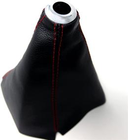 img 1 attached to Enhance Your Vehicle's Interior with the Tanaka Universal PU Leather Shift Boot - Stylish Black Color with Red Stitching