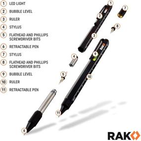 img 2 attached to RAK Multi-Tool 2-Piece Pen Set - LED Light, Touchscreen 🛠️ Stylus, Ruler, Level, Bottle Opener, Phillips Screwdriver, Flathead, and Ballpoint Pen