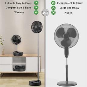 img 2 attached to 🌀 Portable Oscillating Standing Fan - Foldable, Rechargeable Battery Operated Fan, Floor & Desk Fan, Adjustable Height, 8 inch 10000mAh, Quiet