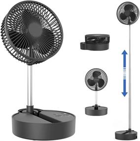 img 4 attached to 🌀 Portable Oscillating Standing Fan - Foldable, Rechargeable Battery Operated Fan, Floor & Desk Fan, Adjustable Height, 8 inch 10000mAh, Quiet