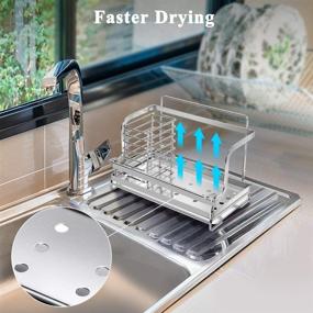 img 1 attached to 🧽 Nieifi Kitchen Sink Caddy Organizer, Adhesive or Free Standing, Stainless Steel Sponge & Brush Holder for Countertop