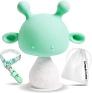 🍄 грызунок без bpa: силиконовая игрушка для зубрения для малышей с колыбельным механизмом и успокаивающим пустышкой - зеленый логотип