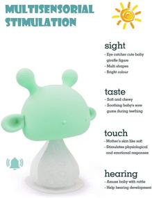 img 2 attached to 🍄 BPA-Free Mushroom Teether: Silicone Baby Teething Toy with Rattling Feature & Soothing Pacifier - Green