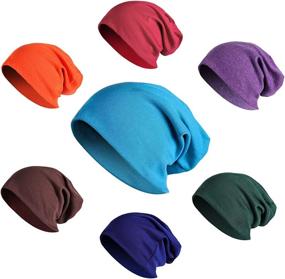 img 4 attached to JOYEBUY 4 Pack Women Men Fashionable Thin Hip-hop Soft Stretch Knit Slouchy Beanie Hat Skull Cap