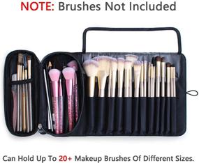 img 3 attached to 💄 Makeup Brush Organizer Bag for Travel - Holds 20+ Brushes - Portable Cosmetic Case - Roll Up Pouch Holder for Women (Bag Only)