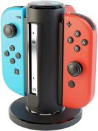juamena jc01 charging stand: 4-in-1 docking station for nintendo switch joycon with led indication and cable logo