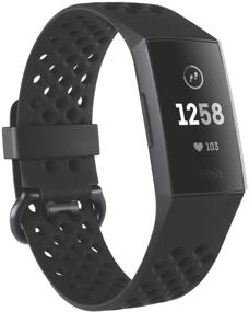 img 2 attached to 👟 Official Fitbit Charge 3 Accessory Band - Sport Edition, Small Size, Color: Black