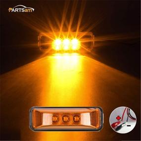img 1 attached to 🚛 Partsam Waterproof Truck Trailer LED Light Kit, Pair of Rectangular Stop Turn Tail Lights with Wire & Bracket + Red 14.17" 3 Light 9 LED Stainless Steel ID Light Bar + Amber 2x3.9" 3 LED Side Marker Lamps