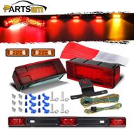 🚛 partsam waterproof truck trailer led light kit, pair of rectangular stop turn tail lights with wire & bracket + red 14.17" 3 light 9 led stainless steel id light bar + amber 2x3.9" 3 led side marker lamps logo